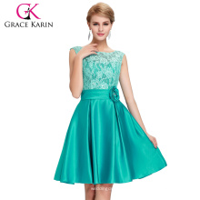 Грейс Карин V-обратно Ноче короткие кружевные зеленые вечерние короткое платье Абито да сыворотки Formale платья CL6116-1#